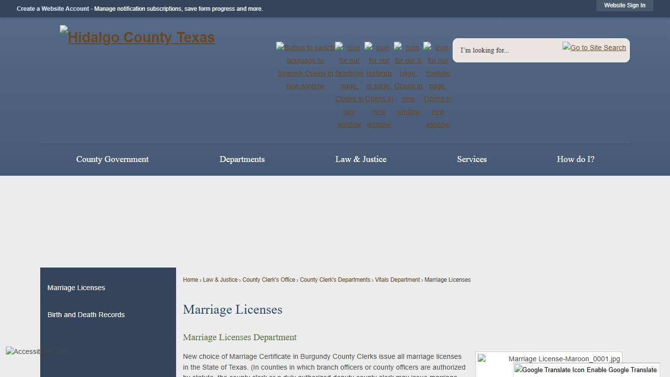 Marriage Licenses  Hidalgo County, TX - Official Website